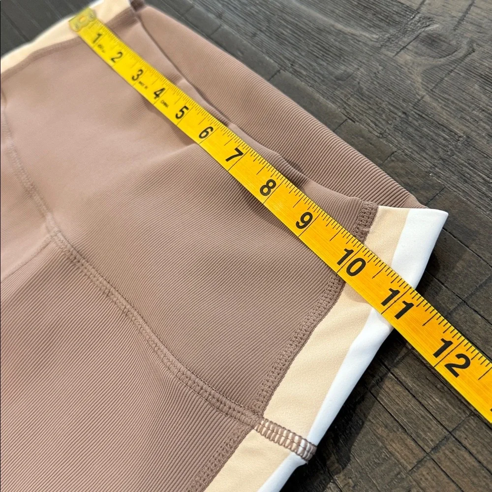 WILO The Label 2 Piece Sports Bra and Leggings Brown High Waist Stripe Ribbed S - Picture 9 of 16